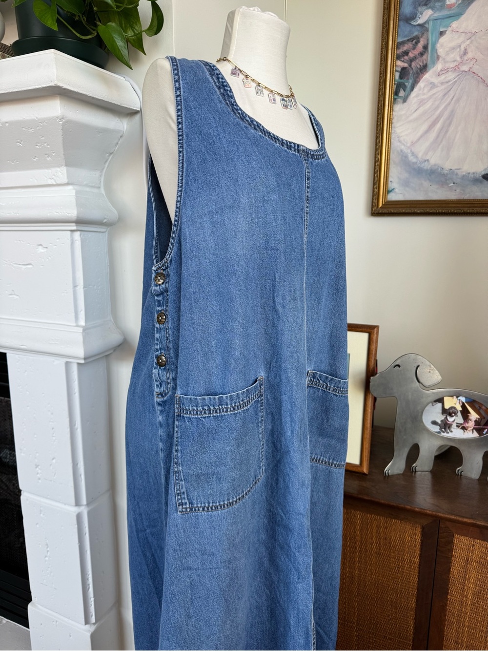 Vintage 90’s Denim Button-Side Dress